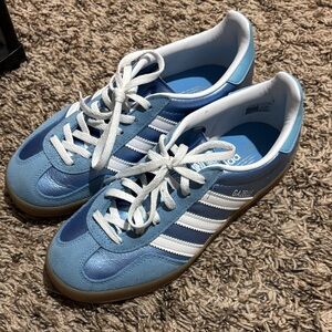 Adidas Light Blue and White Gazelle Sneakers